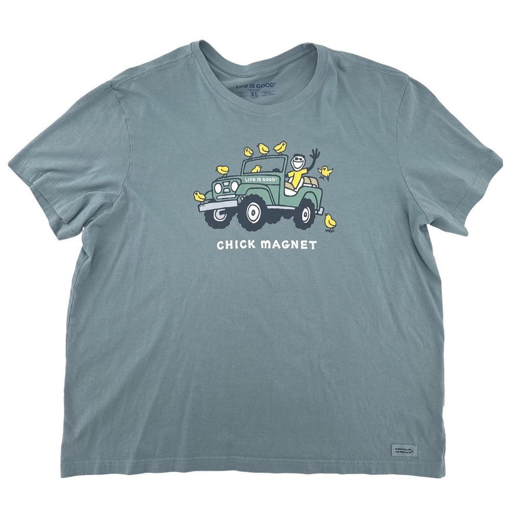 Life is Good (Blue) Chick Magnet Graphic T-Shirt Mens XL